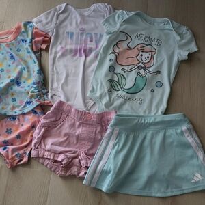 12M Baby Girl Summer Lot | Disney Stitch Swim + Mermaid Outfit Set